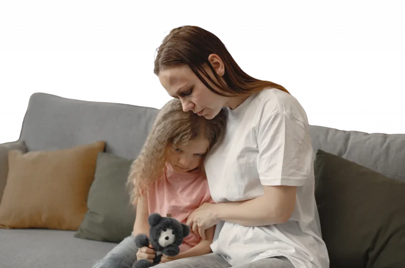 mother and daughter embrace